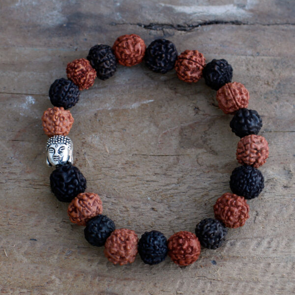 Bracelet Mala Rudraksha Buddah - Mélange- Vendu par 1 – Image 3