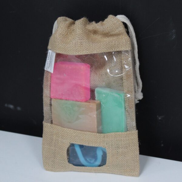 Sac à fenêtre en jute 25x16cm et pochette- Vendu par 1 – Image 3
