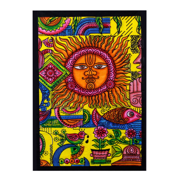 Art mural en coton brossé à la main - Soleil- Vendu par 1