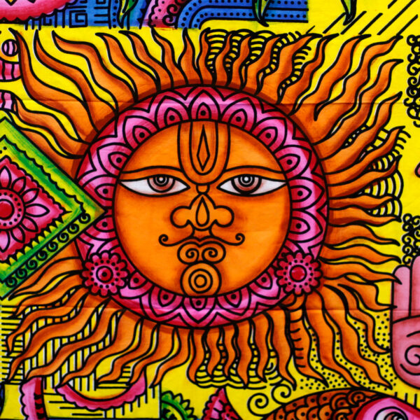 Art mural en coton brossé à la main - Soleil- Vendu par 1 – Image 2