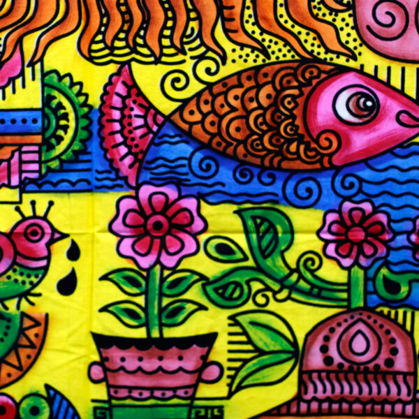 Art mural en coton brossé à la main - Soleil- Vendu par 1 – Image 3