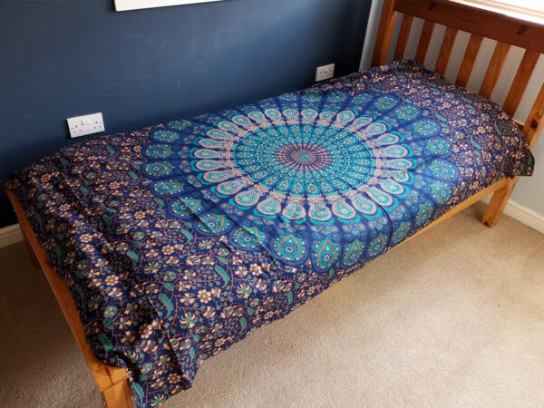 Couvre-lit simple en coton + tenture murale - Mandala classique 130 cm x 200 cm- Vendu par 1 – Image 3