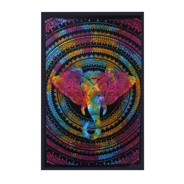 Couvre-lit double en coton + tenture murale - Tête d'éléphant 230 cm x 200 cm- Vendu par 1