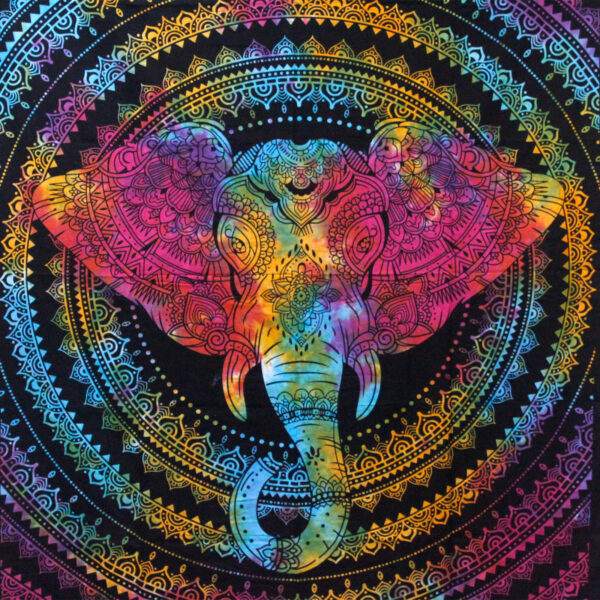 Couvre-lit simple en coton + tenture murale - Tête d'éléphant 130 cm x 200 cm- Vendu par 1 – Image 2