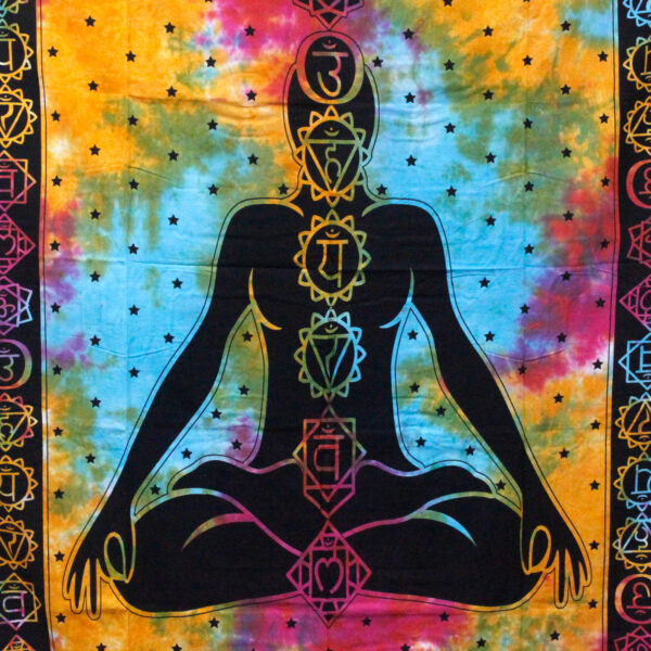 Couvre-lit simple en coton + tenture murale - Chakra Bouddha 130 cm x 200 cm- Vendu par 1 – Image 2
