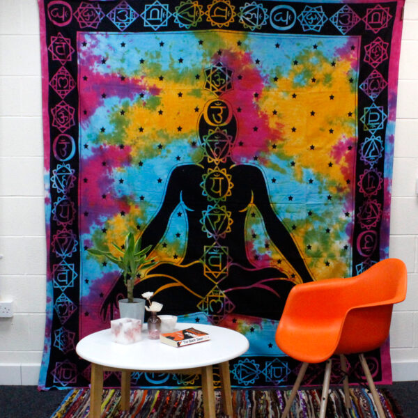 Couvre-lit simple en coton + tenture murale - Chakra Bouddha 130 cm x 200 cm- Vendu par 1 – Image 4