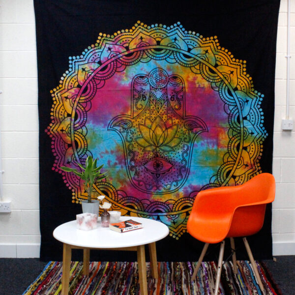 Couvre-Lit Simple en Coton + Tenture Murale - Hamsa Noir 130cm x 200cm- Vendu par 1 – Image 4