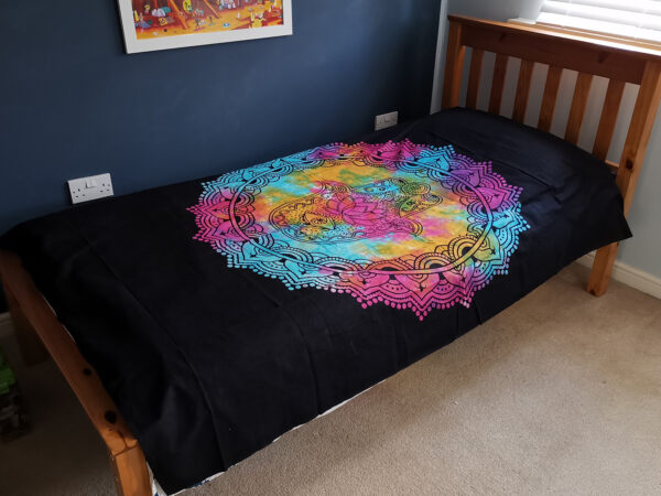 Couvre-Lit Simple en Coton + Tenture Murale - Hamsa Noir 130cm x 200cm- Vendu par 1 – Image 3