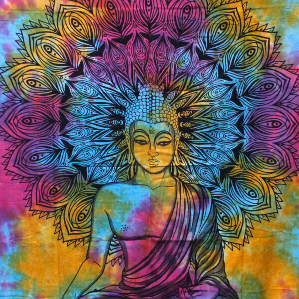 Couvre-lit double en coton + tenture murale - Bouddha paisible 230 cm x 200 cm- Vendu par 1 – Image 2