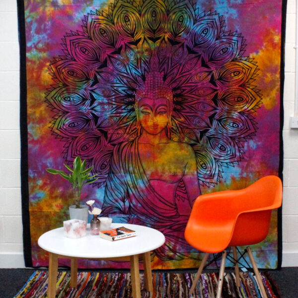 Couvre-lit double en coton + tenture murale - Bouddha paisible 230 cm x 200 cm- Vendu par 1 – Image 4