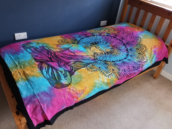 Couvre-lit simple en coton + tenture murale - Bouddha paisible 130 cm x 200 cm- Vendu par 1 – Image 3