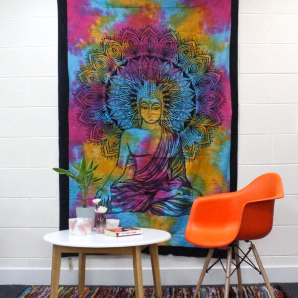 Couvre-lit simple en coton + tenture murale - Bouddha paisible 130 cm x 200 cm- Vendu par 1 – Image 4