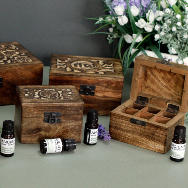 Boîte sculptée florale d'aromathérapie (peut contenir 24 bouteilles)- Vendu par 1 – Image 2