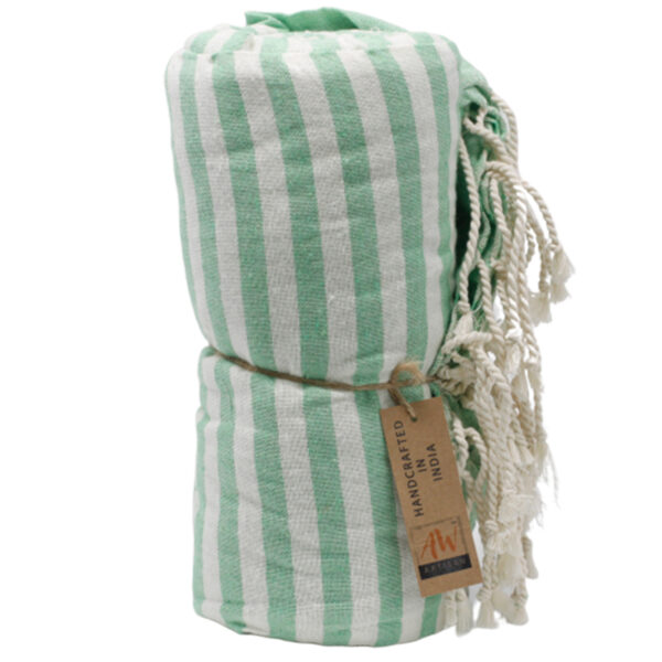 Serviette Pario en Coton - 100x180 cm - Vert Pique-Nique- Vendu par 1