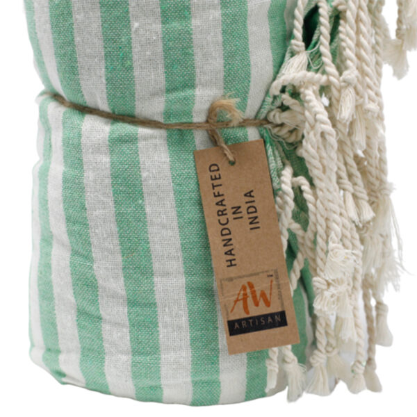 Serviette Pario en Coton - 100x180 cm - Vert Pique-Nique- Vendu par 1 – Image 3