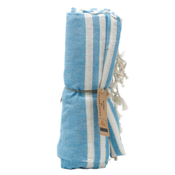 Plaid Pario en Coton - 100x180 cm - Bleu Ciel- Vendu par 1