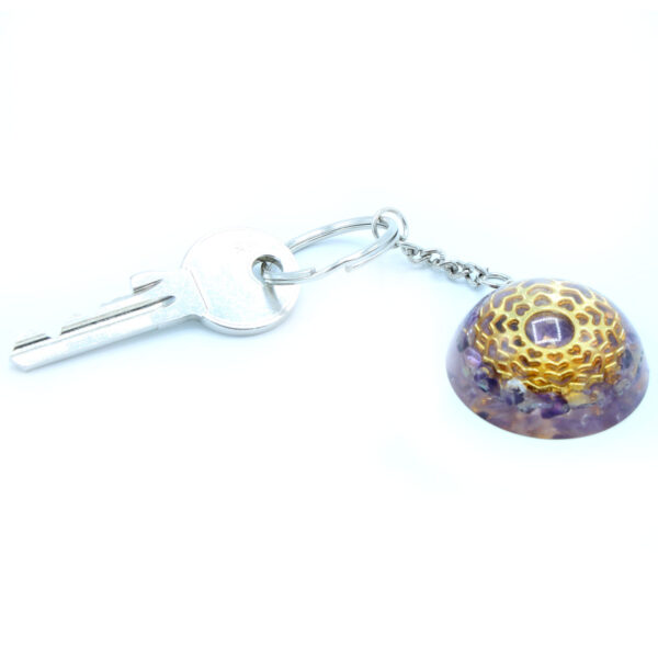 Porte-clés Orgonite Power - Améthyste Mandala Coeurs- Vendu par 1 – Image 4