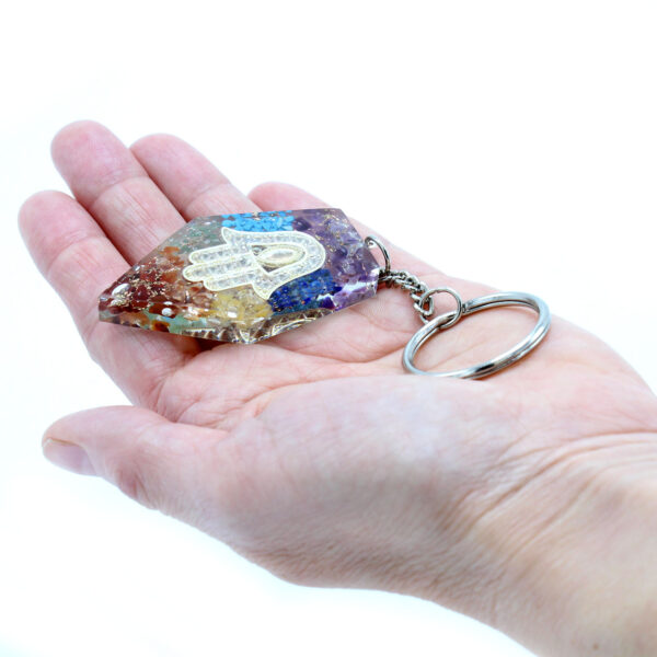 Porte-clés Orgonite Power - Pierre précieuse Chakra Hamsa- Vendu par 1 – Image 2