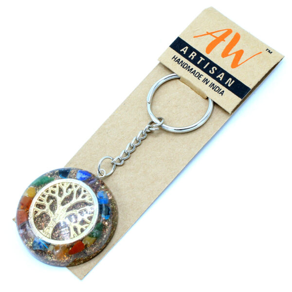 Porte-clés Orgonite Power - Pierres précieuses Chakra Arbre de Vie- Vendu par 1
