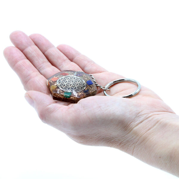 Porte-clés Orgonite Power - Fleur de Vie Octogonale- Vendu par 1 – Image 2