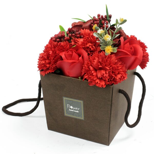Bouquet de Fleurs de Savon - Rose Rouge & Oeillet- Vendu par 1