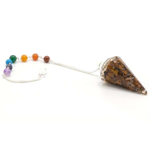 Pendule Chakra Pouvoir Orgonite - Oeil de Tigre- Vendu par 1