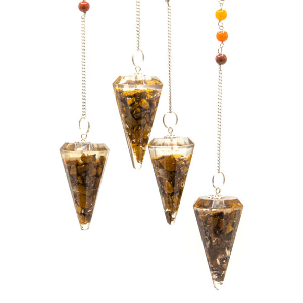 Pendule Chakra Pouvoir Orgonite - Oeil de Tigre- Vendu par 1 – Image 2