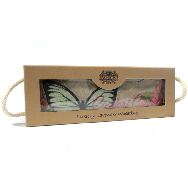 Sac de blé de luxe à la lavande dans une boîte cadeau - Papillons et roses- Vendu par 1