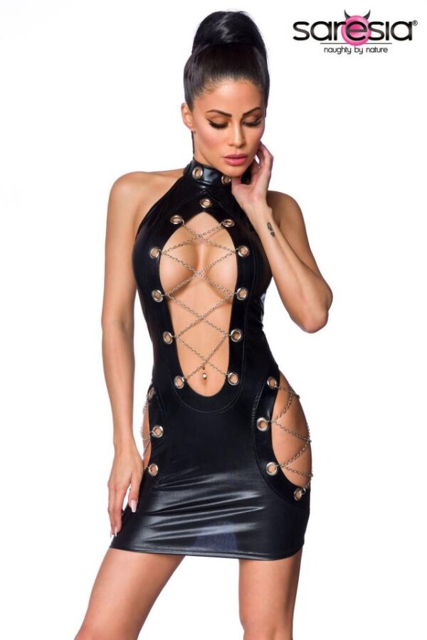 Mini Robe Wetlook - noir - M-Saresia