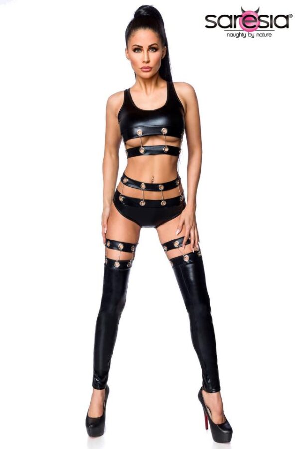 Ensemble Wetlook avec Gantelets - noir - XS-Saresia