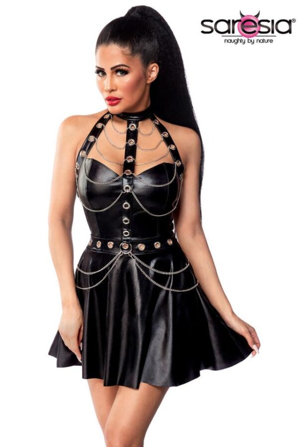 robe évasée en wetlook - noir - S-Saresia