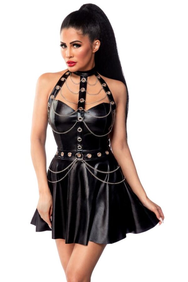 robe évasée en wetlook - noir - S-Saresia – Image 2