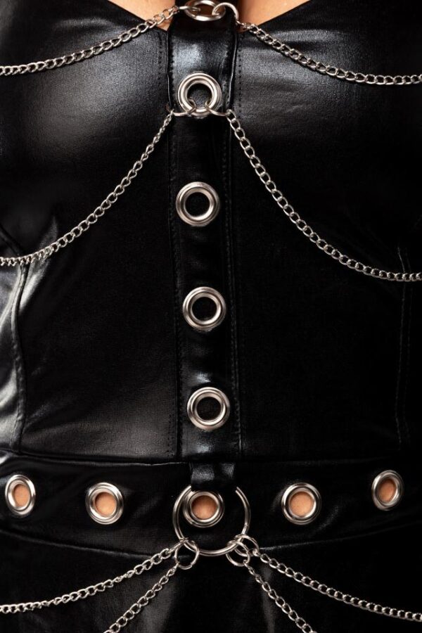 robe évasée en wetlook - noir - S-Saresia – Image 4