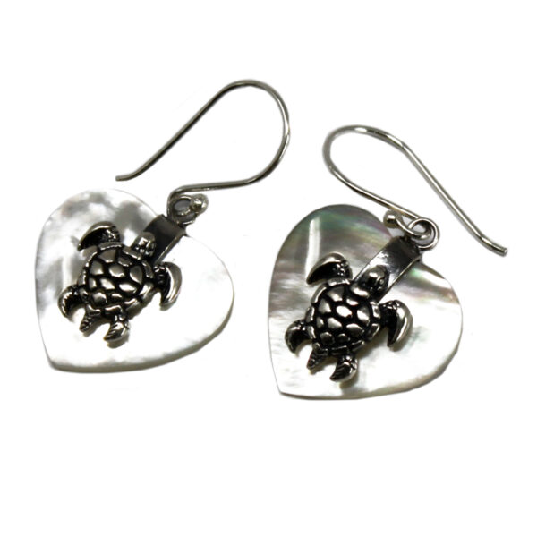 Boucles d'Oreilles Coquillage & Argent - Tortue de Mer - MOP- Vendu par 1