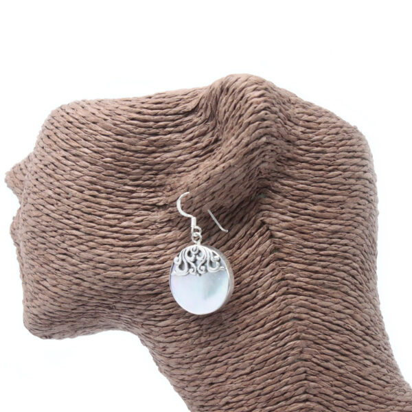 Boucles d'oreilles Coquillage & Argent - Disque Classique - MOP- Vendu par 1 – Image 2