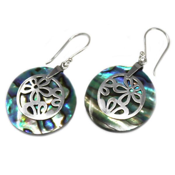 Boucles d'Oreilles Coquillage & Argent - Fleurs - Abalone- Vendu par 1