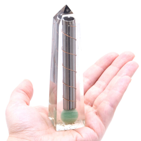 Orgonite Obélisque Power Point Aventurine Verte - 110x30 mm- Vendu par 1 – Image 2