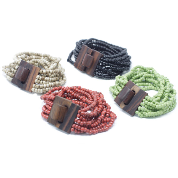 Fermoir en bois pour bracelet multi-perles - Couleurs assorties- Vendu par 1