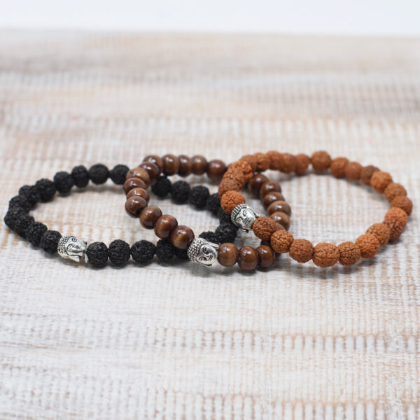 Bracelet jonc perles marron et bouddha- Vendu par 1 – Image 3