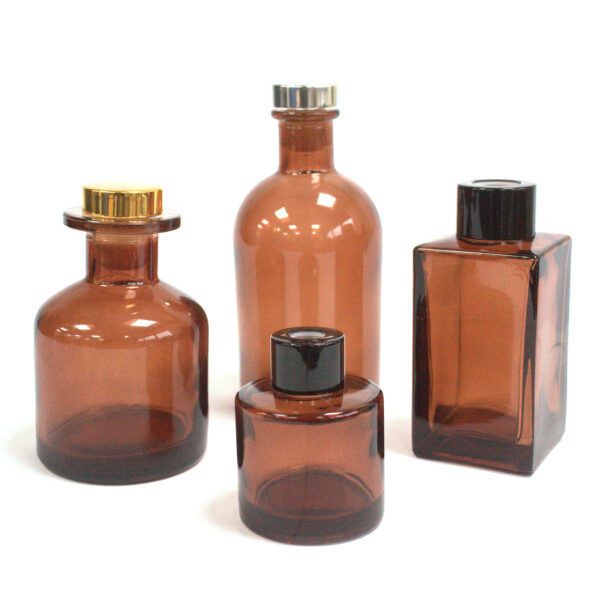 Flacon Diffuseur à Roseaux Antique Rond de 200 ml - Ambre- Vendu par 1 – Image 2