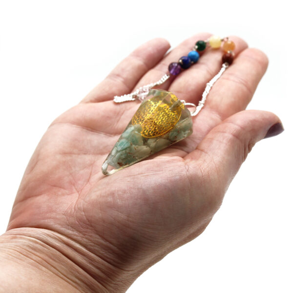 Pendule Chakra Pouvoir Orgonite - Fleur de Vie- Vendu par 1 – Image 3