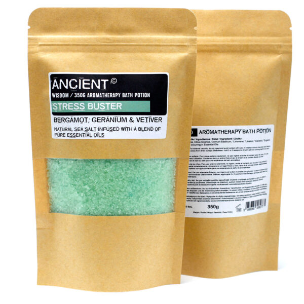 Potion de bain d'aromathérapie en sachet kraft 350g - Stress Buster- Vendu par 1