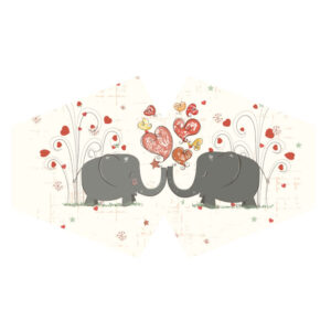 Couvre-visage mode réutilisable - Love Elephants (Adulte)- Vendu par 1