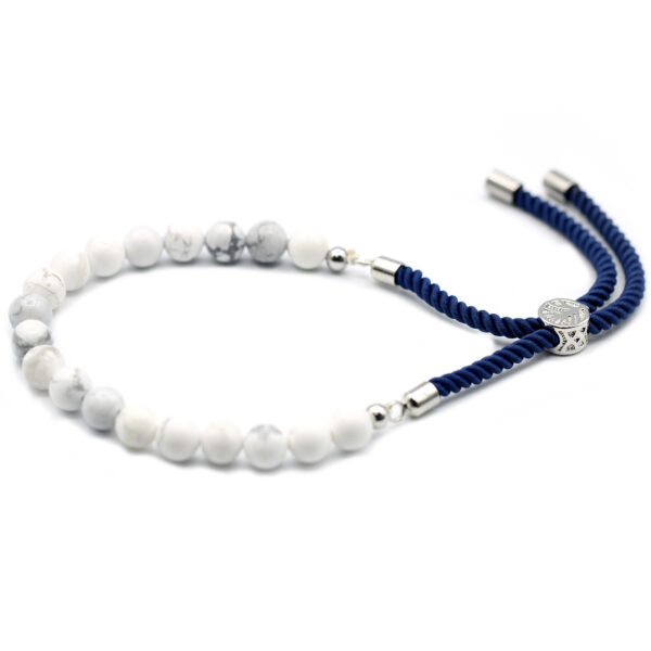Bracelet Fil Marine Plaqué Argent 925 avec Pierres Précieuses - Howlite Blanche- Vendu par 1
