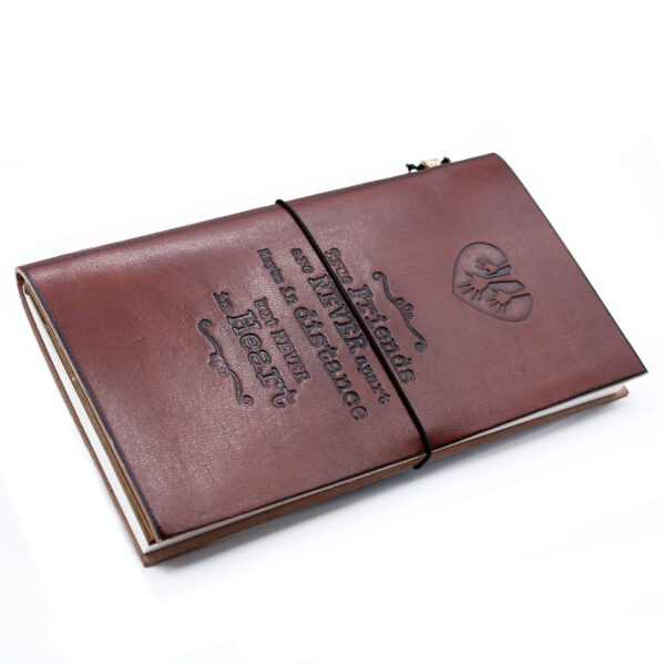 Journal en cuir fait main - True Friends - Marron (80 pages)- Vendu par 1