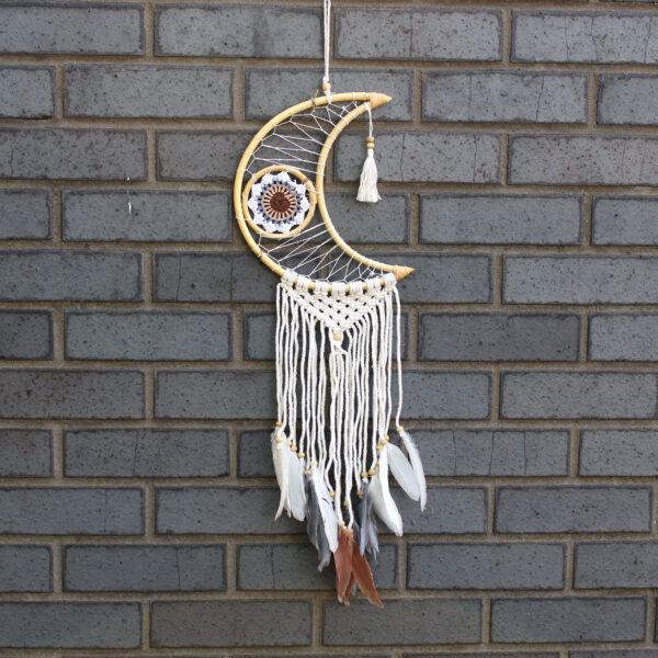 Protection Dream Cather - Macrame Moon Couleurs Assorties- Vendu par 1