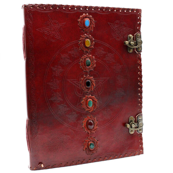 Énorme livre en cuir des 7 chakras - 10x13 (200 pages)- Vendu par 1