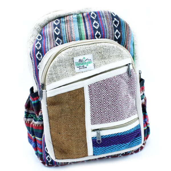 Petit sac à dos en chanvre - Style Zig Zag Zips- Vendu par 1