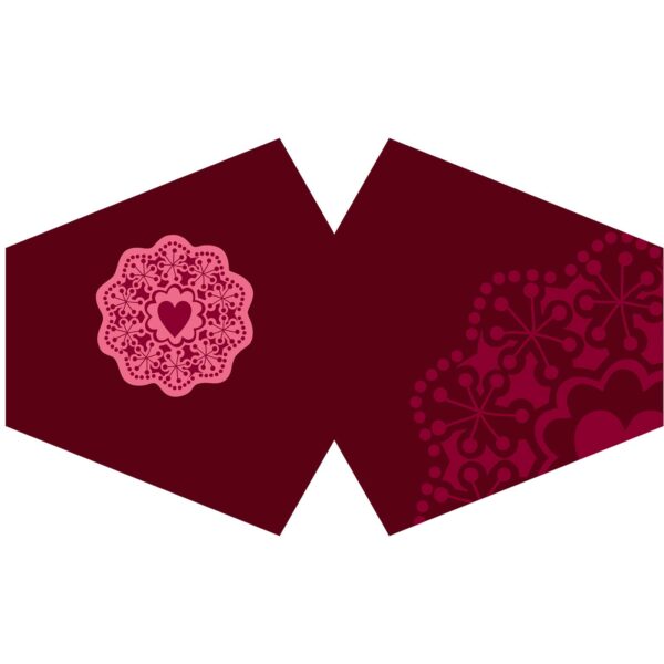 Couvre-visage mode réutilisable - Coeur de Mandala Rouge (Adulte)- Vendu par 1