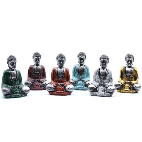 Mini Bouddha argenté (couleurs assorties)- Vendu par 6
